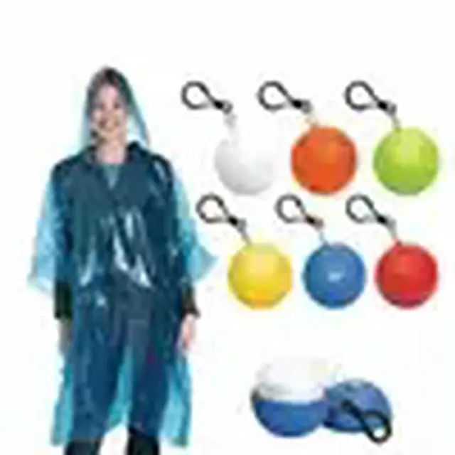 Main image of Outdoor cape for adults and children, portable disposable raincoat ball, round keychain, disposable raincoat buckle