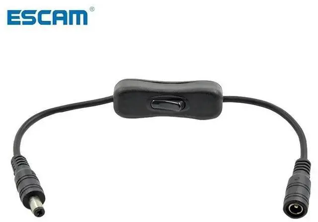 Alt view image 2 of 2 - DC 12V Power Connection Cable with Black DC Switch Extension Cord and switch