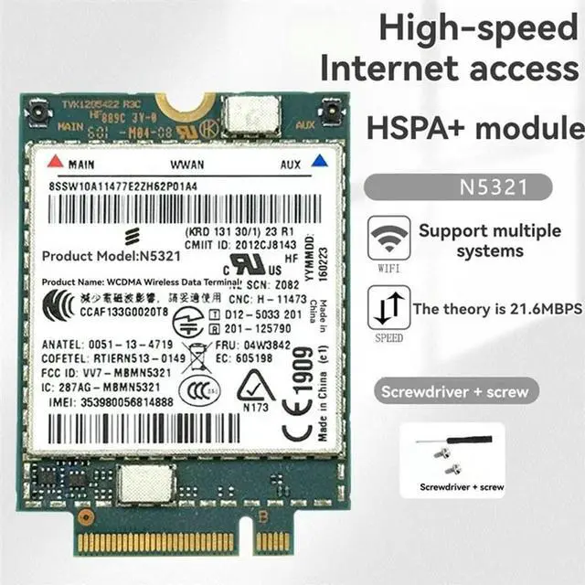 Main image of N5321 FRU 04W3842 WWAN 3G Wireless Module Adapter Card Supports Multiple Systems