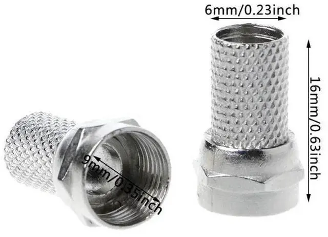 Main image of 10 Pcs 75-5 F Connector Screw On Type For RG6 Satellite TV Antenna Coax Cable Twist-on Protection