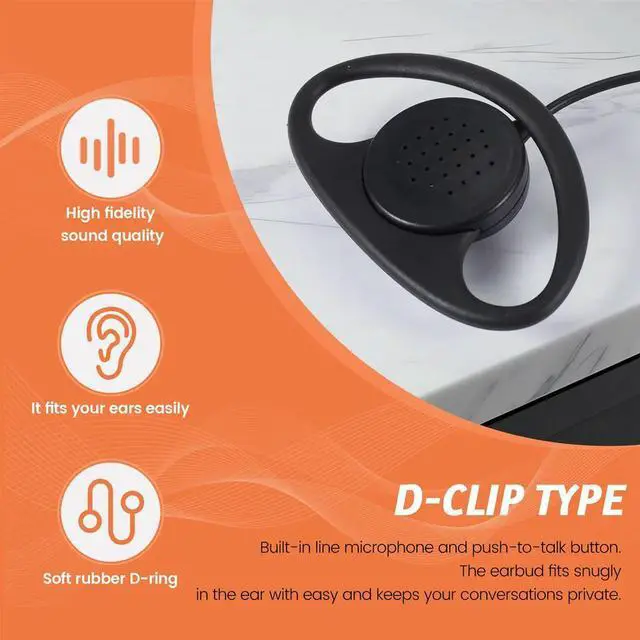 Alt view image 2 of 3 - 2 Pin Advanced D Shape Clip-Ear Ptt Headset Earpiece Mic For 2 Way Radios GP88S GP300 GP68 GP2000 GP88 GP3188 C Rich