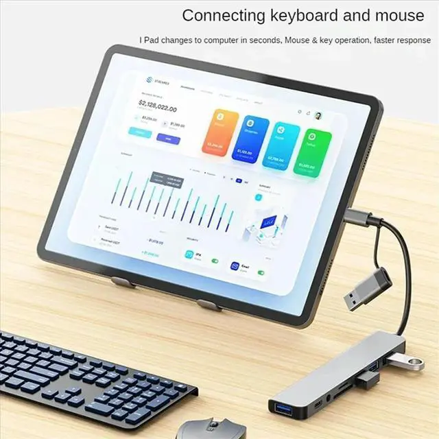 Alt view image 4 of 4 - 8 in 1 USB Hub Type A C 3.0 Concentrator Docking Station Multi Adapter SD TF Card Reader Audio Multi-hub Dock Splitter Hubs