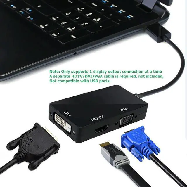Alt view image 3 of 4 - 3IN1 1080P Displayport DP to HDMI-compatible DVI VGA Adapter Display Port Cable Converter For Desktop PC Laptop TV Projector