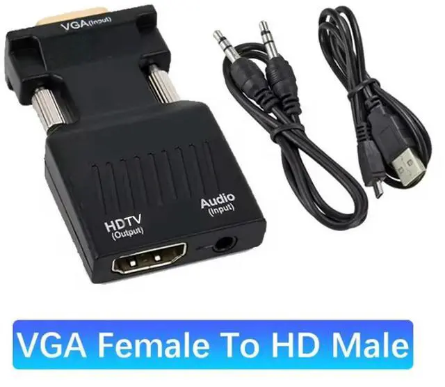 Main image of VGA To HDMI-compatible Converter With 3.5mm Audio Cable For PS4 PC Laptop TV Monitor Projector 1080P VGA Male To HD Female Adapt