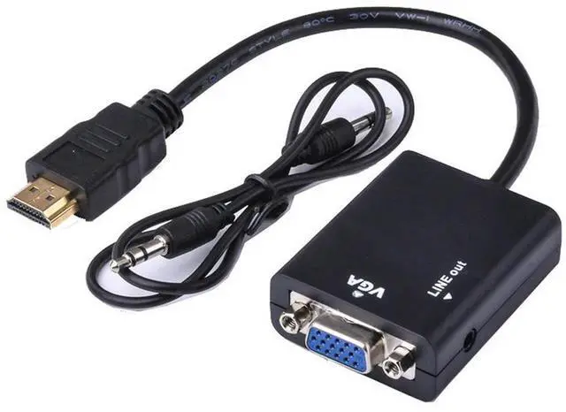 Main image of Adapter HDMI-Compatible 1.4 TO VGA With 3.5mm Audio HDTV Male To VGA Female Converter Port HD To VGA Output 1080P HDTV Video