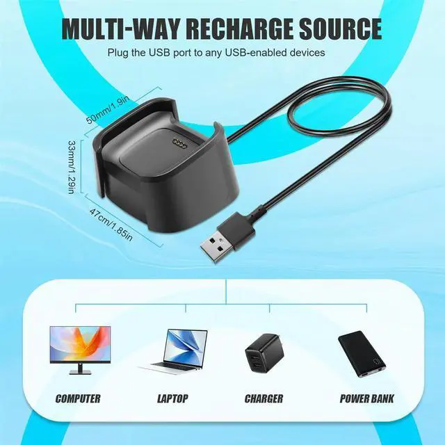 Alt view image 2 of 3 - Charger Compatible for Fitbit Versa 2,Replacement USB Charging Cable for Versa 2 Smart Watch Accessories Rich