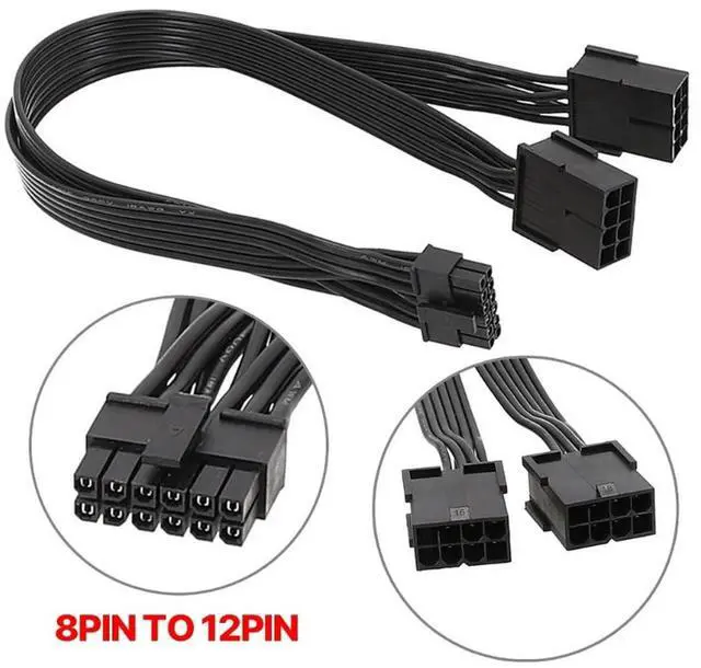 Alt view image 2 of 4 - PCIe 5.0 12VHPWR 2x 8Pin (6+2P) to 12Pin Graphics Card Power Adapter Cable for ATX8PIN RTX3070 RTX3090 Power Supply