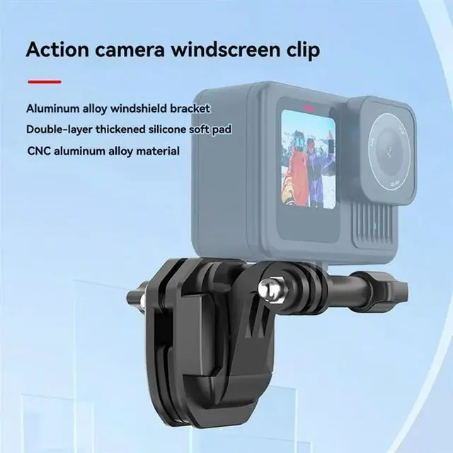 Alt view image 2 of 4 - For Gopro Hero12 Black Motorcycle Windshield Action Camera Mount Clip For Osmo Action 4 X4 Ace Pro And Other