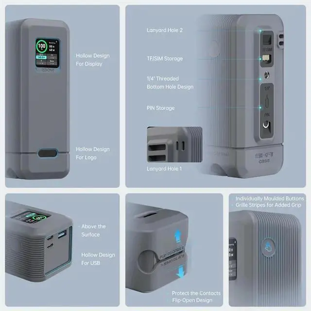 Alt view image 4 of 4 - For Anker Prime 250W Power Bank Silicone Case Portable Carrying Travel Case Holder With TF/SIM Card