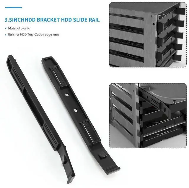 Main image of 5 Pairs Hard Drive Rails Chassis Cage Accessories Drive Bay Slider Plastic Rails for 3.5 to 5.25 Hard Drive Tray Caddy Rich