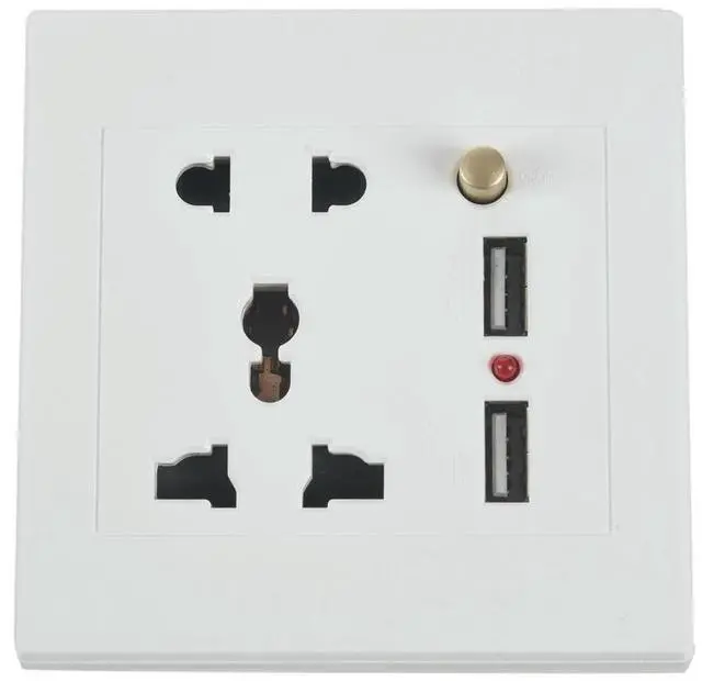 Alt view image 3 of 3 - 2.1A Dual USB Wall Charger Socket Adapter Universial Power Outlet Panel wite Switch Rich
