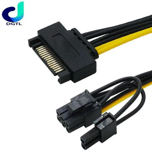 Main image of 15 Pin SATA Male to 8 Pin (6+2) PCI-e Power Supply Cable 15Pin SATA to 8Pin PCI Express Adapter for Graphics Video Card 8 inch