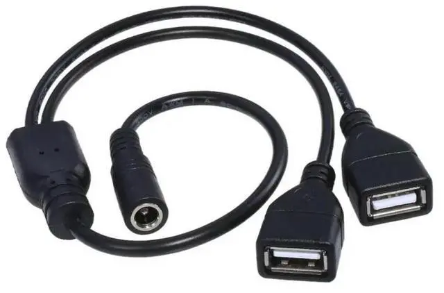 Alt view image 2 of 3 - DC Cord 5.5*2.1mm Female to Dual USB Female Extension Cable Power Splitters Supply Adapter Charger Converter