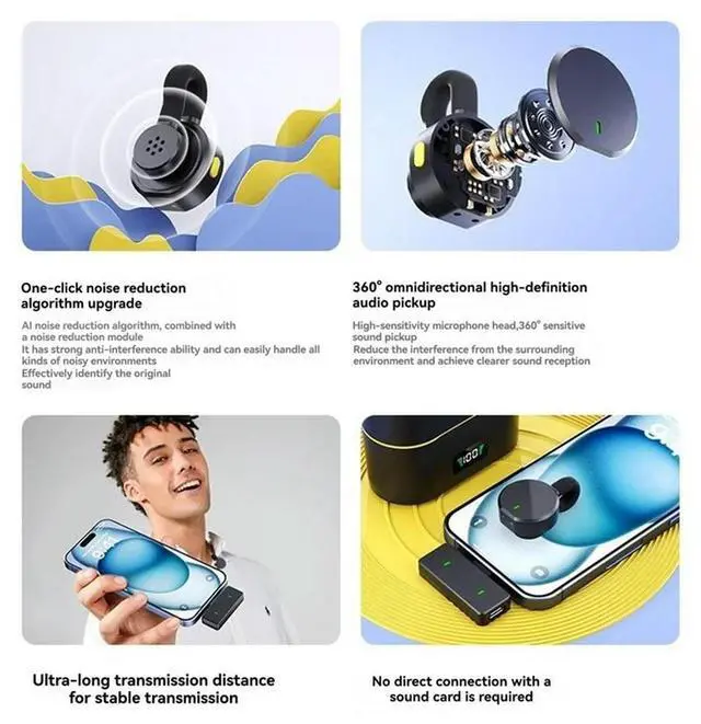 Alt view image 2 of 4 - Wireless Lavalier Microphone One-To-Two Portable Noise-Reduction Charging Case For Indoor And Outdoor Live