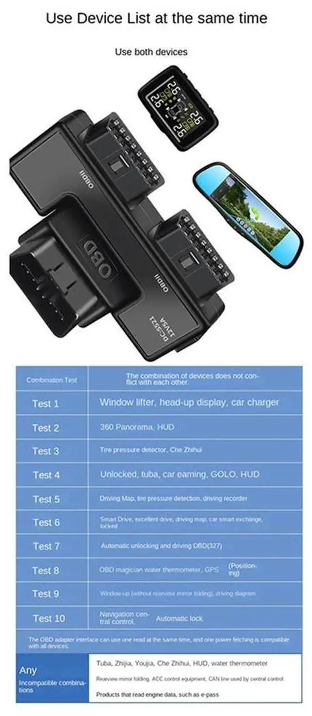 Alt view image 2 of 4 - OBD2 One Divided Into Two Adaptor Wire 16 Pin 16 Core OBD Expansion Cable Connector Adapter Cable Universal with Dc5521