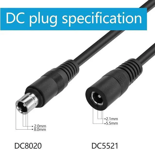 Alt view image 3 of 4 - DC 8mm Connector Cable 5.5mm x 2.1mm to 8020 Adapter for Solar Panel RV Automotive Marine Portable Power Station Solar Generator