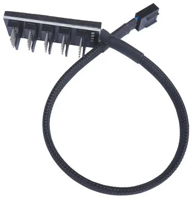Alt view image 2 of 3 - CPU Cooler Case PWM Cooling Fan Power Cable Hub Splitter Adapter, CPU Power Cable Hub 5 - Way 4Pin, Fan Power Spliter