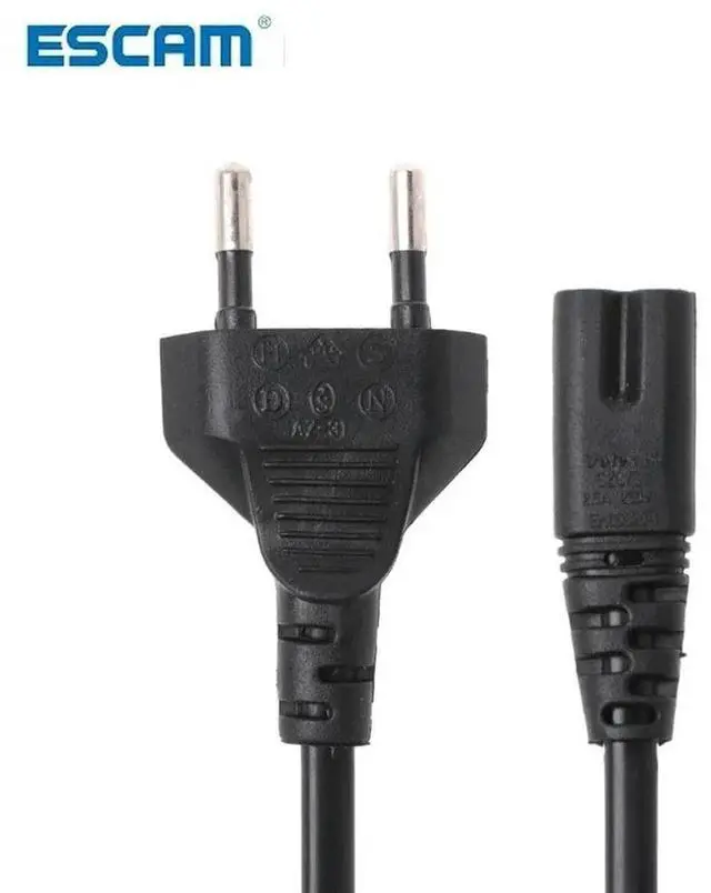 Main image of 1pc 0.6M 2ft Wire Conductor Power Cord For Desktop Laptop Prong Pin AC EU Power Cable