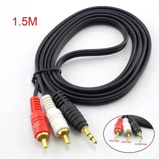 Main image of 3.5mm Plug Jack Connector to 2 RCA Male Music Stereo Audio Adapter Cable Audio AUX Line for Mp3 Phones TV Sound Speakers E14