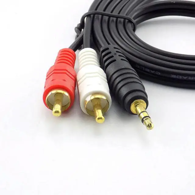 Alt view image 3 of 3 - 3.5mm Plug Jack Connector to 2 RCA Male Music Stereo Audio Adapter Cable Audio AUX Line for Mp3 Phones TV Sound Speakers E14