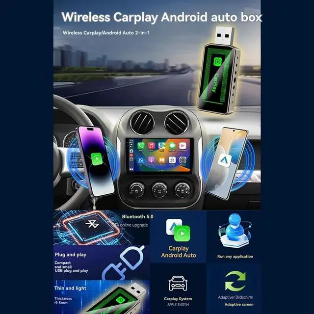 Alt view image 4 of 4 - Wired Carplay Adapter 2In1 Wireless Carplay& Android Auto USB Dongle Adapter Carplay To Wireless Plug And Play