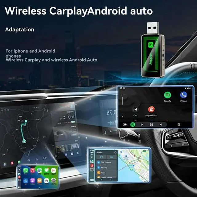Alt view image 2 of 4 - Wired Carplay Adapter 2In1 Wireless Carplay& Android Auto USB Dongle Adapter Carplay To Wireless Plug And Play