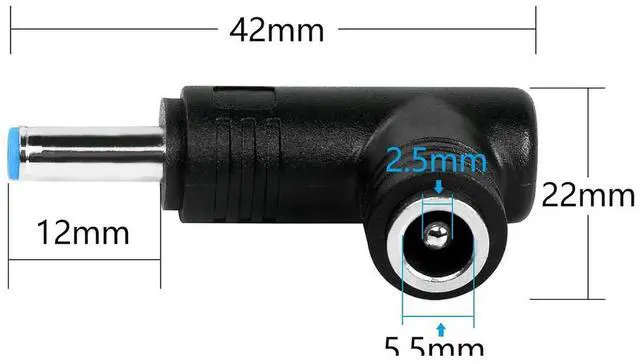 Alt view image 4 of 4 - 2pcs 90 Degree 240 Watt DC Power Connector Adapter 5.5mm x 2.5mm Female Plug to 4.5mm x 3.0mm Male Jack for Laptop Power