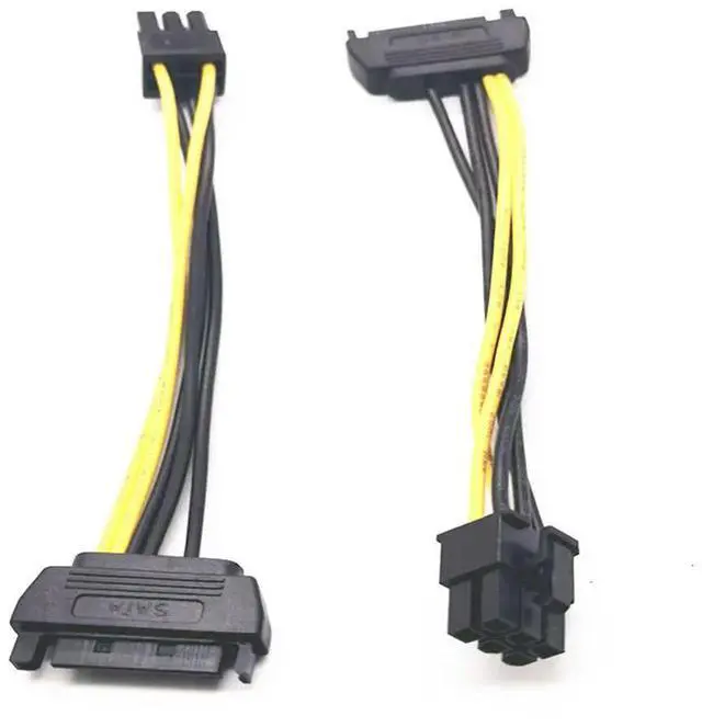 Alt view image 2 of 3 - SATA Power 15P To 6P Graphics Card Reverse Power Wiring 15 Pin 6PIN Graphics Card Power Cord 15CM
