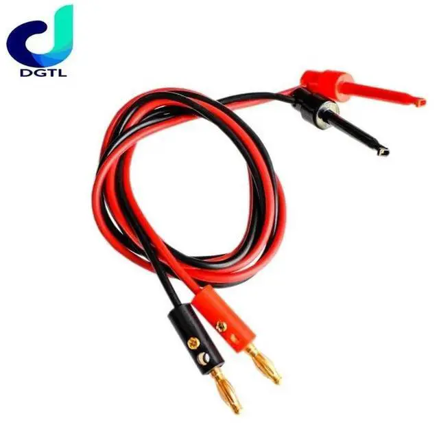 Alt view image 2 of 2 - 1 Pair Small Test Hook Clip to Banana Plug for Multimeter Test Lead Cable
