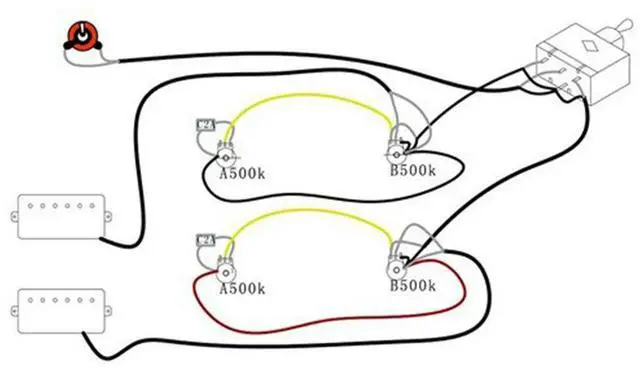 Alt view image 2 of 3 - Lp Electric Guitar Pickups Wiring Harness Kit 2T2V 500K Pots 3 Way Switch With Jack For Dual Humbucker Gibson Les Pual S Rich