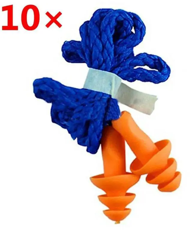 Alt view image 2 of 3 - 10Pcs/lot Soft Silicone Corded Ear Plugs Ears Protector Reusable Hearing Protection Noise Reduction Earplugs Earmuff Sleep