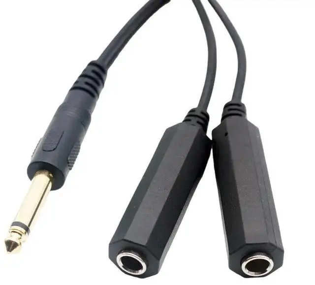 Alt view image 3 of 4 - 1pc 6.35mm 1/4" Mono TS Plug Male to Dual 1/4" 6.35mm Jack Female Socket Y Splitter Audio Adapter Cable Converter Cord