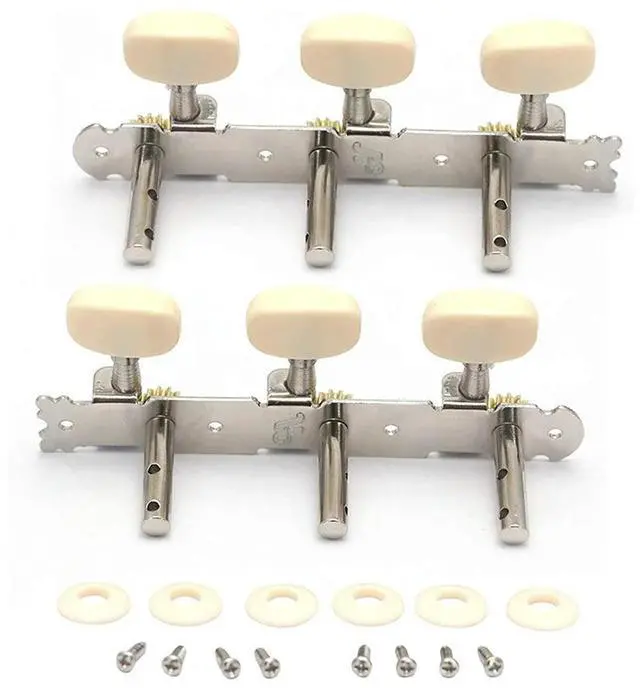 Main image of Vintage Guitar Tuning Pegs Gold Plated Machine Heads Tuning Keys Tuners Single Hole for Classical Guitar 3L 3R Rich