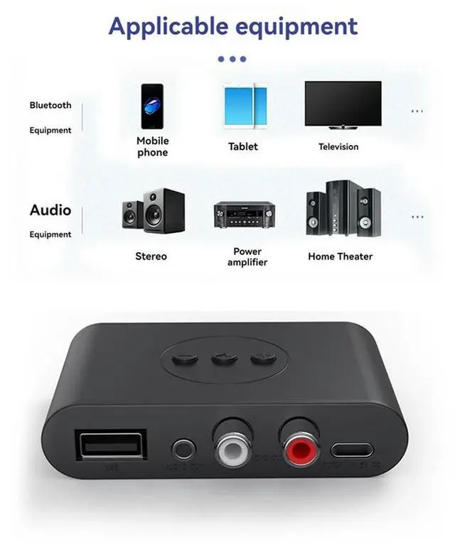 Alt view image 2 of 3 - Bluetooth 5.3 Audio Receiver NFC USB U Disk RCA 3.5mm AUX USB Stereo Music Wireless Adapter for Car Speaker Amplifier