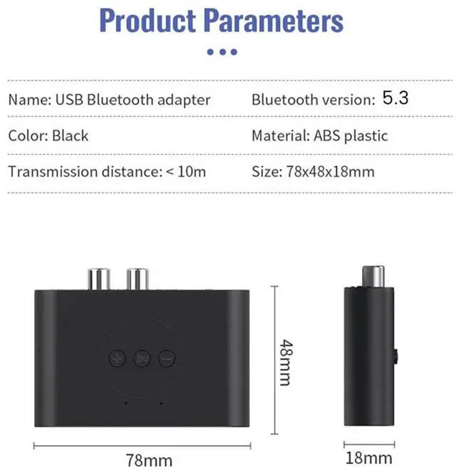Alt view image 3 of 3 - Bluetooth 5.3 Audio Receiver NFC USB U Disk RCA 3.5mm AUX USB Stereo Music Wireless Adapter for Car Speaker Amplifier
