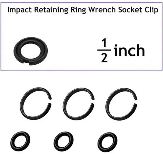 Main image of 10Set 1/2in&10Set 3/8in Impact Retaining Ring Clip Friction Ring+ O-Ring,Retainer Impact Lock Ring Anvil Install Tool Rich