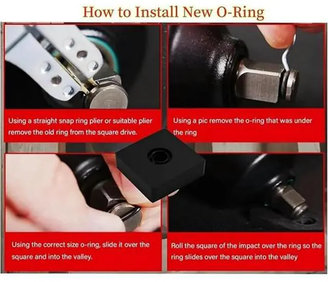 Alt view image 2 of 3 - 10Set 1/2in&10Set 3/8in Impact Retaining Ring Clip Friction Ring+ O-Ring,Retainer Impact Lock Ring Anvil Install Tool Rich