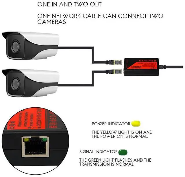 Alt view image 2 of 3 - 2 Port POE Extender 100Mbps with IEEE 802.3Af Standard for NVR IP Camera AP IP VOICE POE Extend 100 Meters for POE Range Rich