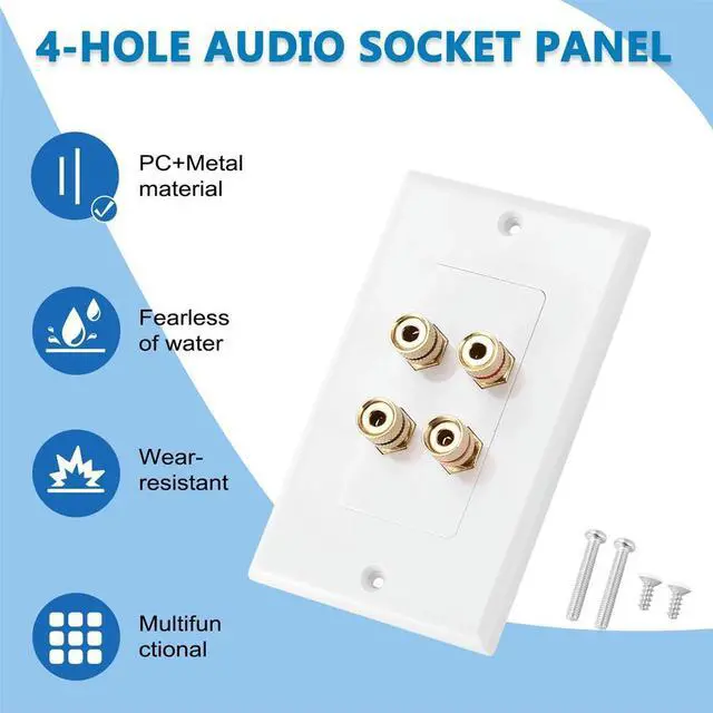 Main image of 4 Posts Speaker Wall Plate Home Theater Wall Plate Audio Panel for 2 Speakers Rich