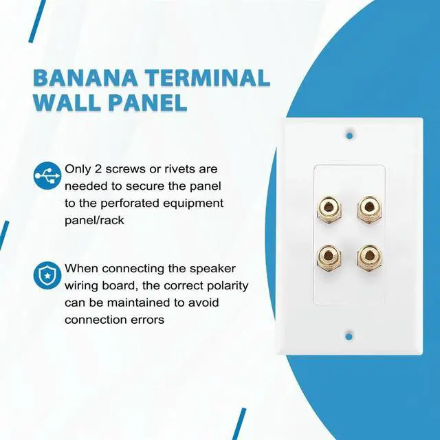 Alt view image 2 of 3 - 4 Posts Speaker Wall Plate Home Theater Wall Plate Audio Panel for 2 Speakers Rich