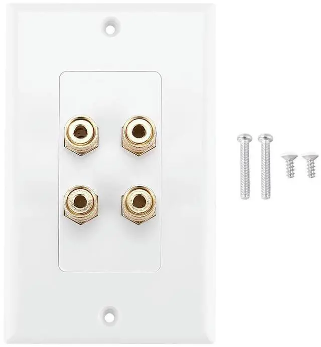 Alt view image 3 of 3 - 4 Posts Speaker Wall Plate Home Theater Wall Plate Audio Panel for 2 Speakers Rich