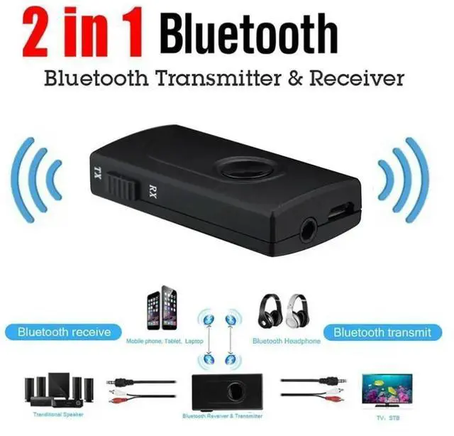 Alt view image 3 of 3 - 2 In 1 Wireless Music Adapter for Car, PC, TV, Headphones, Bluetooth Audio Transmitter Receiver, AUX Jack USB Dongle, Upgraded