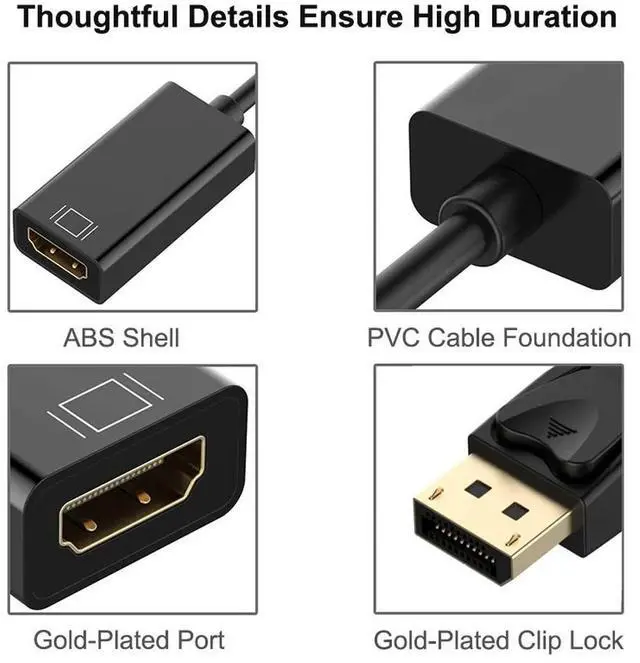 Alt view image 4 of 4 - Male DP to Female HDMI-Compatible 4K DisplayPort to HDMI-compatible Adapter Cable Converter Video Audio For HDTV PC Projector