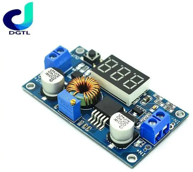 Alt view image 2 of 3 - 5A High power 75W DC-DC adjustable step-down regulated power supply module with voltmeter display