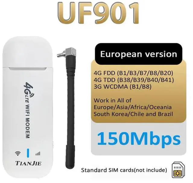 Alt view image 4 of 4 - 4G LTE Router Portable USB Modem With Antennas,150Mbps High Speed Hotspot,Supports 10 Devices