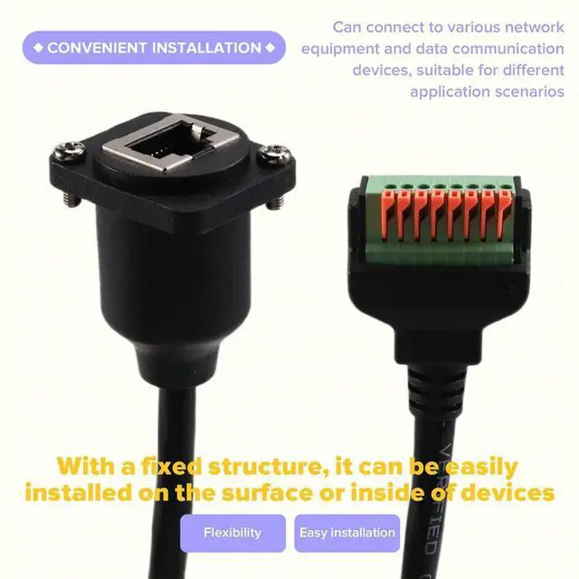 Alt view image 2 of 3 - D Type RJ45 8P8C Female Panel For CAT5/6/7 RJ45 Ethernet To Spring Terminal Cable