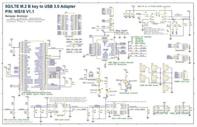 Main image of M.2 B-Key WWAN 5G Iot Card Slot To USB Tyep-C 4G LTE 5G Module Adapter Card Support 2230/3042/3052