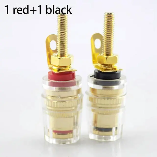 Main image of 2pcs 4mm Banana Plug Amplifier Speaker Binding Posts Oxidation Resistance Brass Terminal Transparent Gold Plated Audio Connector