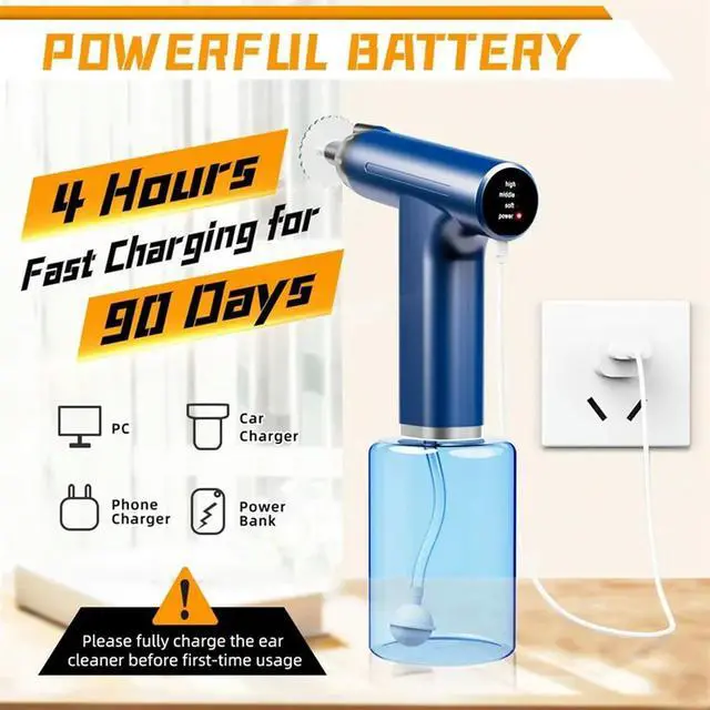 Alt view image 4 of 4 - Electric Ear Canal Flushing Tool 3 Stages Pressure Controlled Ear Wax Cleaner Set Portable For Adults Children Ear Removal