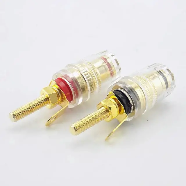 Alt view image 2 of 3 - 2pcs 4mm Banana Plug Amplifier Speaker Binding Posts Oxidation Resistance Brass Terminal Transparent Gold Plated Audio Connector